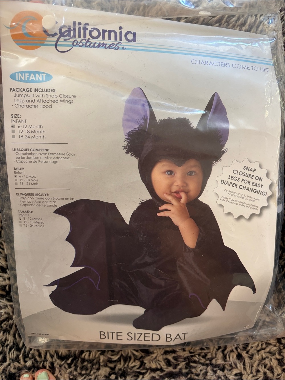 California Costumes Black and Purple Infant Bat Costume